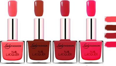 

Lady Fashion Extra Shine Extra Long Stay Chip Resistant Nail Polish Baby Pink,Coffee,Dark Red,Sweet Red(Pack of 4)