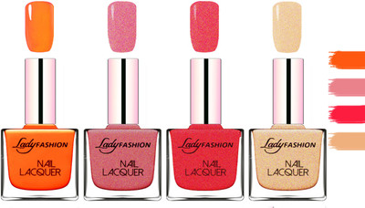 

Lady fashion Extra Shine Extra Long Stay Chip Resistant Nail Polish Juicy Orange,Mauve,Pink,Beach Nude(Pack of 4)