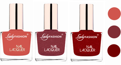 

Lady Fashion Extra Shine Extra Long Stay Chip Resistant Nail Polish (set of 3) Nude,Mauve,Red(Pack of 3)