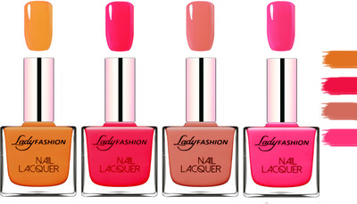 

Lady Fashion Extra Shine Extra Long Stay Chip Resistant Nail Polish Nude,Sweet Red,Nude,Pink(Pack of 4)