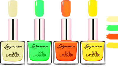 

Lady Fashion Extra Shine Extra Long Stay Chip Resistant Nail Polish Mettalic Gold,Light Green,Juice Orange,Yellow(Pack of 4)