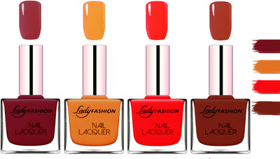 

Lady fashion Extra Shine Extra Long Stay Chip Resistant Nail Polish Voilet,Nude,Juicy Red,Coffee(Pack of 4)