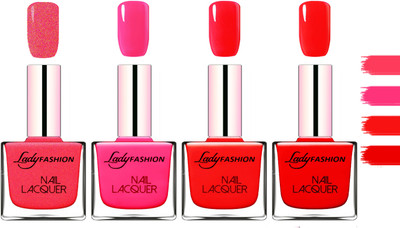 

Lady Fashion Extra Shine Extra Long Stay Chip Resistant Nail Polish Bright Pink,Pink,Bright Red,Red(Pack of 4)