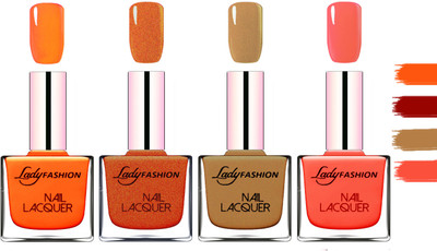 

Lady fashion Extra Shine Extra Long Stay Chip Resistant Nail Polish Juicy Orange,Copper,Mettalic Brown,Light Orange(Pack of 4)