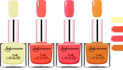 

Lady Fashion Extra Shine Extra Long Stay Chip Resistant Nail Polish Mettalic Gold,Light Orange,Baby Pink,Nude(Pack of 4)
