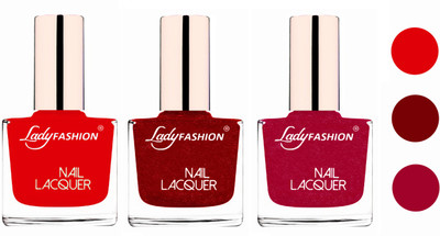 

Lady Fashion Extra Shine Extra Long Stay Chip Resistant Nail Polish (set of 3) Bright Red,Red,Bright Pink(Pack of 3)