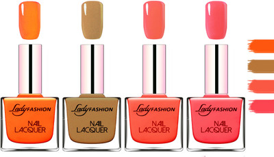 

Lady fashion Extra Shine Extra Long Stay Chip Resistant Nail Polish Juicy Orange,Copper,Mettalic Pink,Light Orange(Pack of 4)