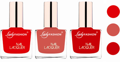 

Lady Fashion Extra Shine Extra Long Stay Chip Resistant Nail Polish (Set Of 3) Bright Red,Nude,Juicy Red(Pack of 3)