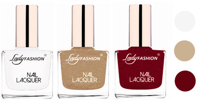 

Lady Fashion Extra Shine Extra Long Stay Chip Resistant Nail Polish (Set Of 3) White,Beach Nude,Pink(Pack of 3)