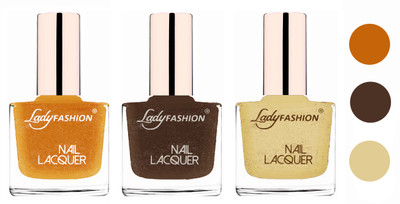 

Lady Fashion Extra Shine Extra Long Stay Chip Resistant Nail Polish (Set Of 3) Golden,Mettalic Brown,Mettalic Gold(Pack of 3)