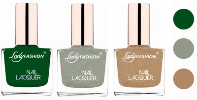 

Lady Fashion Extra Shine Extra Long Stay Chip Resistant Nail Polish (Set Of 3) Dark Green,Grey,Beach Nude(Pack of 3)