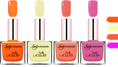 

Lady fashion Extra Shine Extra Long Stay Chip Resistant Nail Polish Juicy Orange,Mettalic Gold,Orange Silk,Abricoat Rose(Pack of 4)