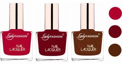 

Lady Fashion Extra Shine Extra Long Stay Chip Resistant Nail Polish (set of 3) Pink,Pink,Copper(Pack of 3)
