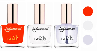 

Lady Fashion Extra Shine Extra Long Stay Chip Resistant Nail Polish (Set Of 3) Juicy Orange,White,Transparent(Pack of 3)