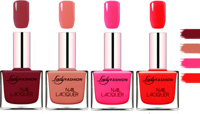 

Lady fashion Extra Shine Extra Long Stay Chip Resistant Nail Polish Voilet,Sweet Red,Nude,Pink(Pack of 4)