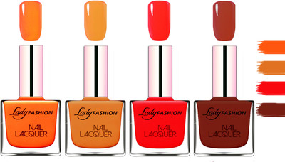 

Lady fashion Extra Shine Extra Long Stay Chip Resistant Nail Polish Juicy Orange,Nude,Juicy Red,Coffee(Pack of 4)