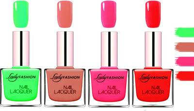 

Lady fashion Extra Shine Extra Long Stay Chip Resistant Nail Polish Light Green,Nude,Pink,Bright Red(Pack of 4)