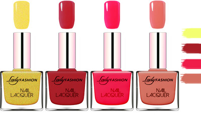 

Lady Fashion Extra Shine Extra Long Stay Chip Resistant Nail Polish Goiden,Coffee,Dark Red,Sweet Red,Nude(Pack of 4)