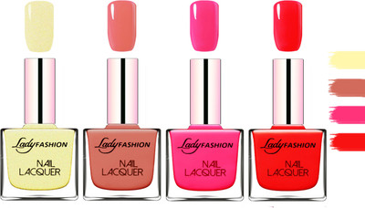 

Lady Fashion Extra Shine Extra Long Stay Chip Resistant Nail Polish Mettalic Gold,Nude,Pink,Bright Red(Pack of 4)