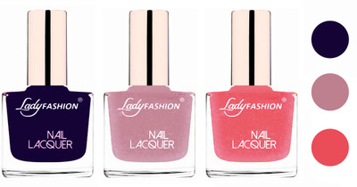 

Lady Fashion Extra Shine Extra Long Stay Chip Resistant Nail Polish (Set Of 3) Blue,Silky Purple,Silky Pink(Pack of 3)