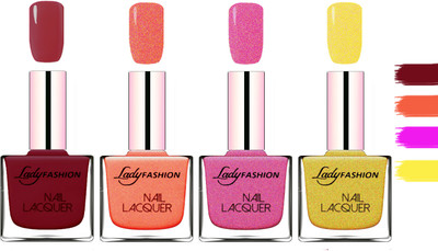 

Lady fashion Extra Shine Extra Long Stay Chip Resistant Nail Polish Voilet,Orange Silk,Abricoat Rose,Golden(Pack of 4)