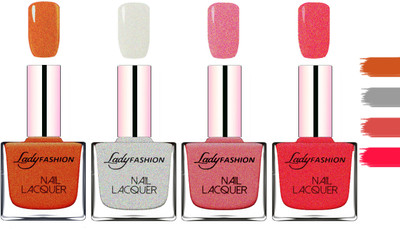 

Lady Fashion Extra Shine Extra Long Stay Chip Resistant Nail Polish Copper,Grey,Mauve,Pink(Pack of 4)