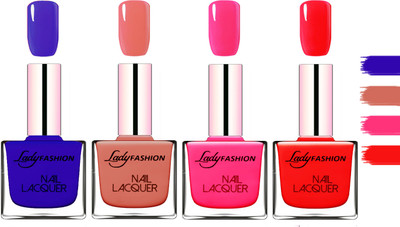 

Lady fashion Extra Shine Extra Long Stay Chip Resistant Nail Polish Blue,Nude,Pink,Bright Red(Pack of 4)