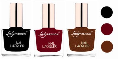 

Lady Fashion Extra Shine Extra Long Stay Chip Resistant Nail Polish (Set Of 3) Black,Pink,Copper(Pack of 3)