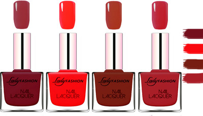 

Lady fashion Extra Shine Extra Long Stay Chip Resistant Nail Polish Voilet,Juicy Red,Coffee,Dark Red(Pack of 4)
