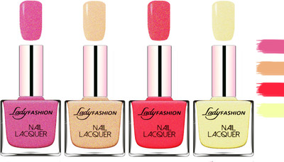 

Lady Fashion Extra Shine Extra Long Stay Chip Resistant Nail Polish Abiricoat Rose,Beach Nude,Bright Pink,Mettalic Gold(Pack of 4)