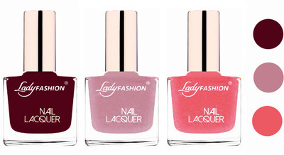 

Lady Fashion Extra Shine Extra Long Stay Chip Resistant Nail Polish (set of 3) Maroon,Silky Purple,Silky Pink(Pack of 3)