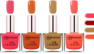 

Lady Fashion Extra Shine Extra Long Stay Chip Resistant Nail Polish Bright Pink,Mettalic Pink,Copper,Mettalic Brown(Pack of 4)
