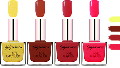 

Lady Fashion Extra Shine Extra Long Stay Chip Resistant Nail Polish Golden,coffee,Dark Red,Sweet Red(Pack of 4)
