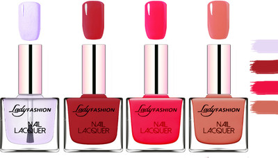 

Lady Fashion Extra Shine Extra Long Stay Chip Resistant Nail Polish Top Coat,Dark Red,Sweet Red,Nude(Pack of 4)