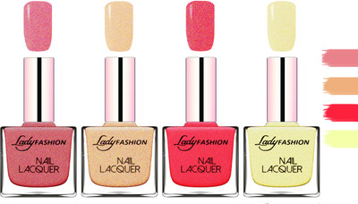 

Lady Fashion Extra Shine Extra Long Stay Chip Resistant Nail Polish Mauve,Beach Nude,Bright Pink,Mettalic Gold(Pack of 4)