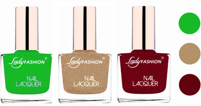 

Lady Fashion Extra Shine Extra Long Stay Chip Resistant Nail Polish (Set Of 3) Light Green,Beach Nude,Pink(Pack of 3)