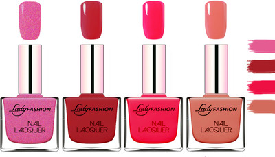 

Lady Fashion Extra Shine Extra Long Stay Chip Resistant Nail Polish Abricoat Rose,Dark Red,Sweet Red,Nude(Pack of 4)