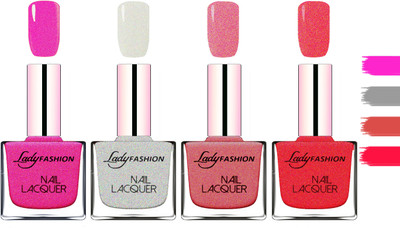 

Lady Fashion Extra Shine Extra Long Stay Chip Resistant Nail Polish Mettalic Pink,Grey,Mauve,Pink(Pack of 4)