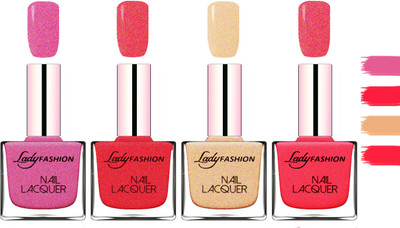 

Lady Fashion Extra Shine Extra Long Stay Chip Resistant Nail Polish Abricoat Rose,Pink,Beach Nude,Bright Pink(Pack of 4)