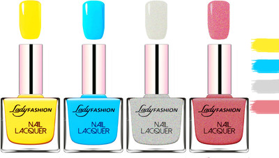 

Lady fashion Extra Shine Extra Long Stay Chip Resistant Nail Polish Yellow,Sky Blue,Grey,Mauve(Pack of 4)