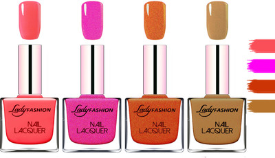 

Lady Fashion Extra Shine Extra Long Stay Chip Resistant Nail Polish Baby Pink,Mettalic Pink,Copper,Mettalic Brown(Pack of 4)