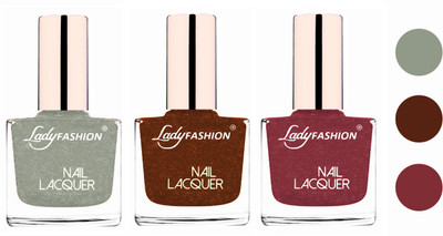 

Lady Fashion Extra Shine Extra Long Stay Chip Resistant Nail Polish (Set Of 3) Grey,Copper,Mauve(Pack of 3)