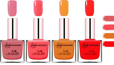 

Lady Fashion Extra Shine Extra Long Stay Chip Resistant Nail Polish Mauve,Baby Pink,Nude,Juice Red(Pack of 4)