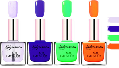 

Lady Fashion Extra Shine Extra Long Stay Chip Resistant Nail Polish Top Coat,Blue,Light Green,Juice Orange(Pack of 4)