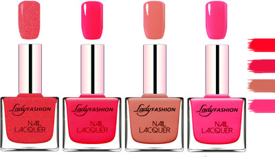 

Lady Fashion Extra Shine Extra Long Stay Chip Resistant Nail Polish Pink,Sweet Red,Nude,Pink(Pack of 4)