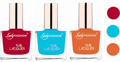 

Lady Fashion Extra Shine Extra Long Stay Chip Resistant Nail Polish (set of 3) Pink,Sky Blue,Nude(Pack of 3)