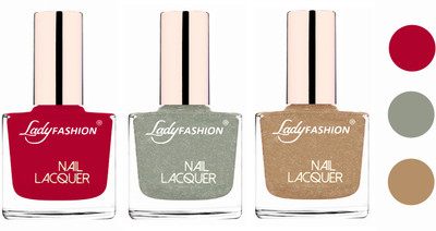 

Lady Fashion Extra Shine Extra Long Stay Chip Resistant Nail Polish (set of 3) Pink,Grey,Beach Nude(Pack of 3)
