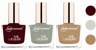 

Lady Fashion Extra Shine Extra Long Stay Chip Resistant Nail Polish (set of 3) Maroon,Grey,Beach Nude(Pack of 3)