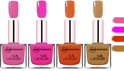 

Lady Fashion Extra Shine Extra Long Stay Chip Resistant Nail Polish Abricoat Rose,Mettalic Pink,Copper,Mettalic Brown(Pack of 4)