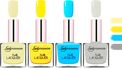

Lady Fashion Extra Shine Extra Long Stay Chip Resistant Nail Polish Mettalic Gold,Yellow,Sky Blue,Grey(Pack of 4)